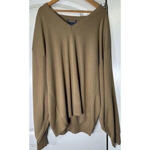 Sweater Mens 4XLT 4XGL Tan V Neck Pullover Acrylic Made in USA Big Tall Classic